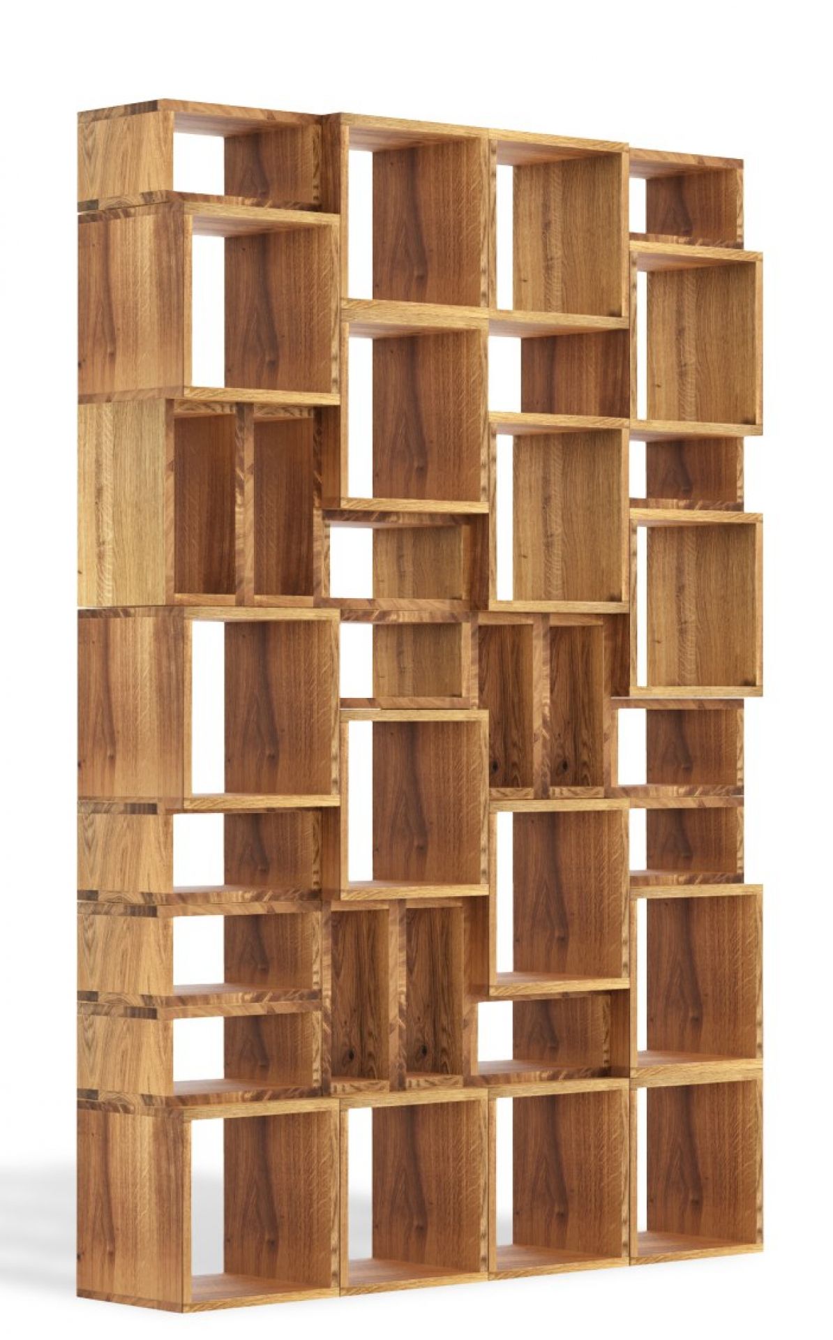 Holden Regal Trebord: Freistehendes, modernes Holzregal mit quadratischen Fächern für Wohnzimmer und Büro.